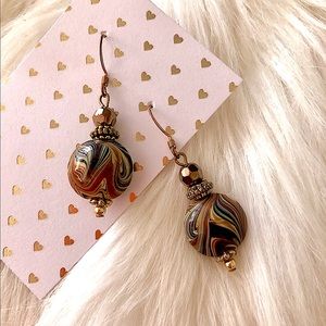 Blown Glass Coco Swirl Dangly Earrings!!!!